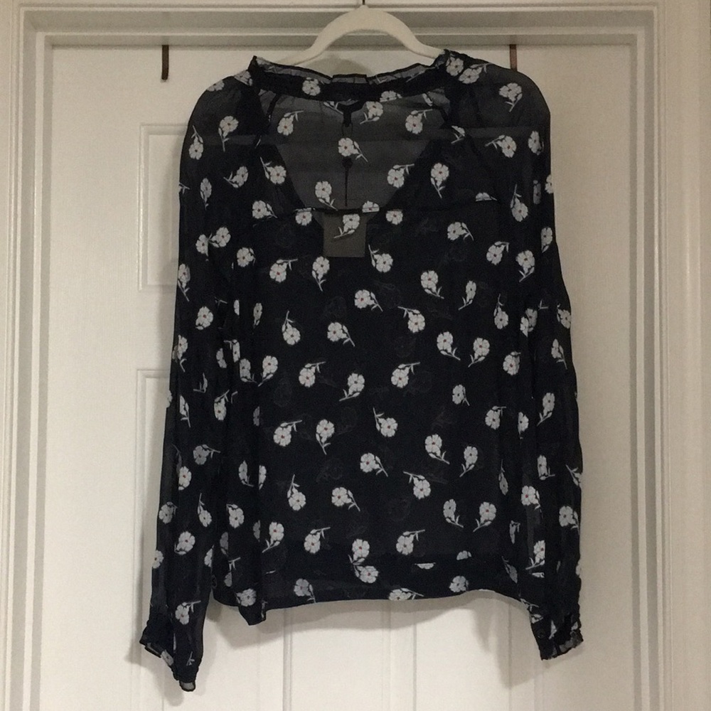 Rag and Bone Navy Floral Print Women's Top NWT - Picture 4 of 4